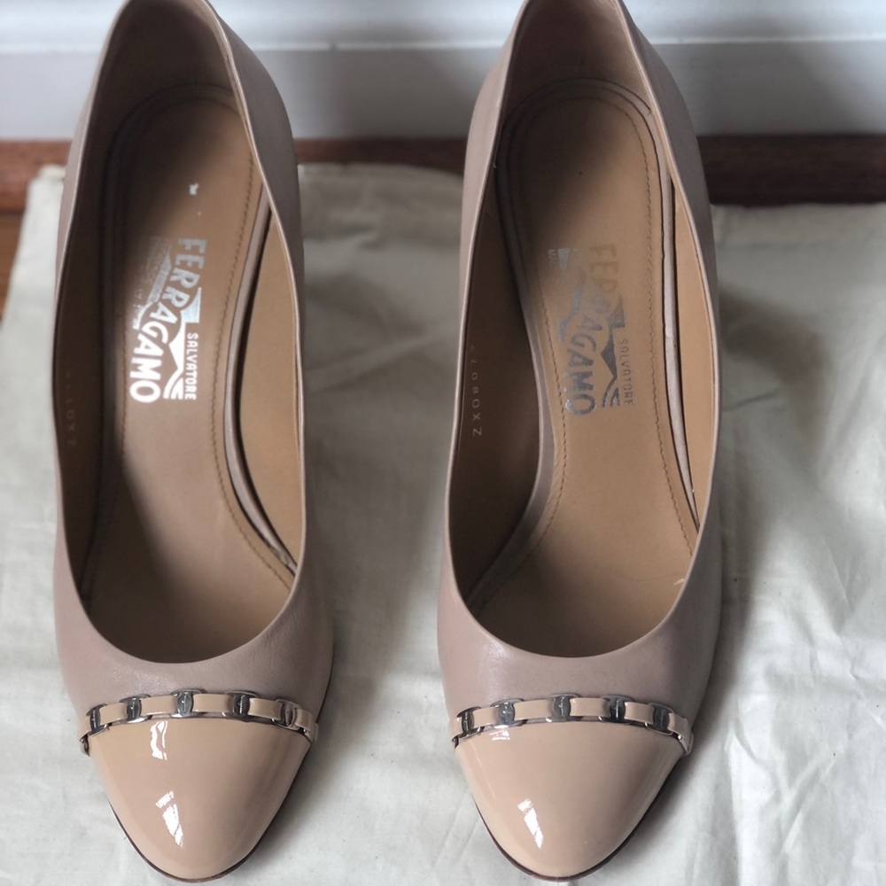 Ferrragamo Beige Wedge Heels
